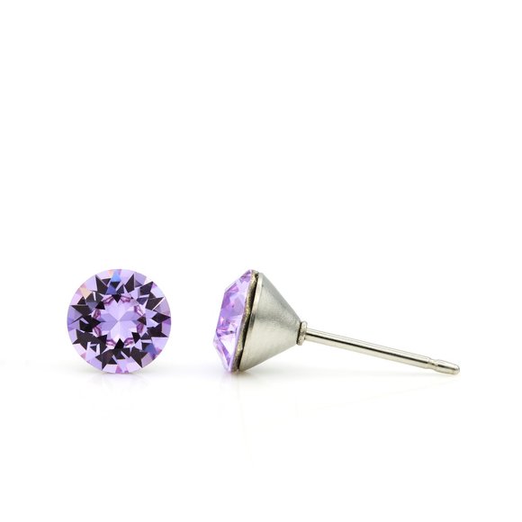 6mm Purple Swarovski Studs | Mini Violet Earrings | Swarovski Crystal Earrings - Picture 1 of 5